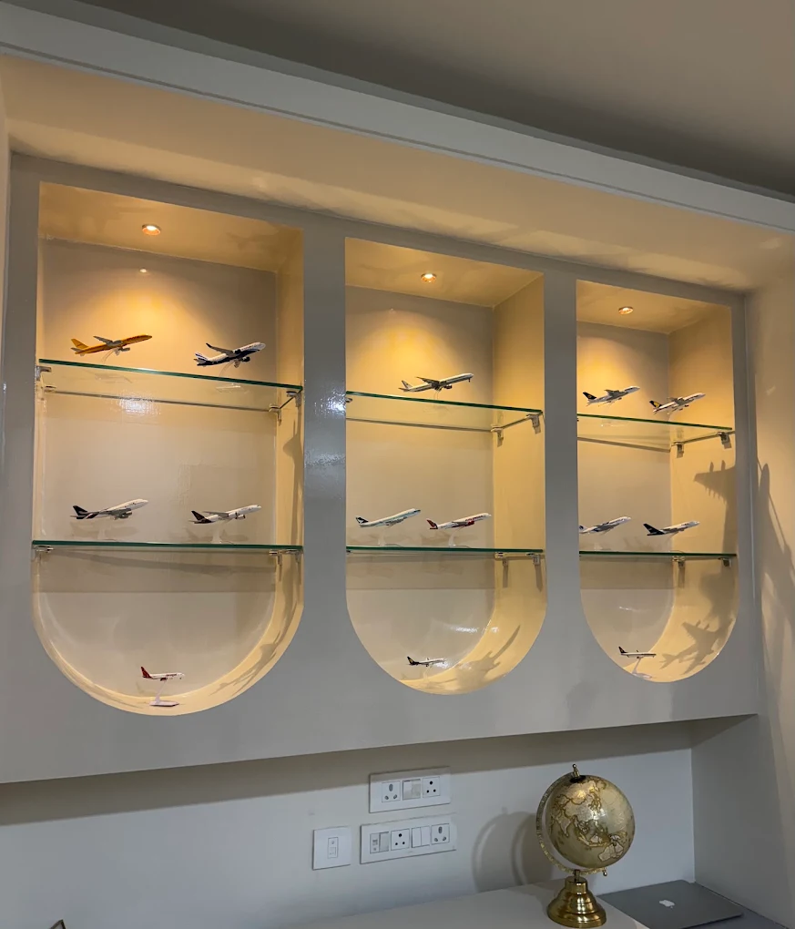 Model aircraft display shelf at the academy