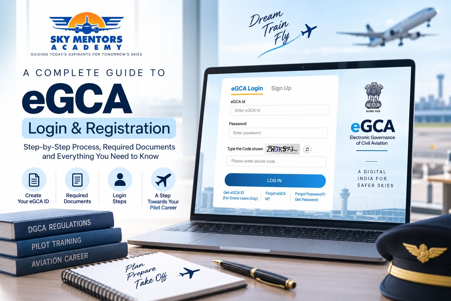 eGCA login and registration guide for aspiring pilots in India