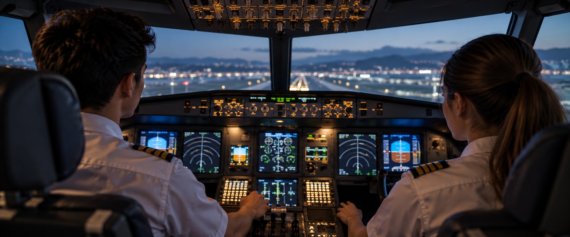 Flight deck during type rating scenario training