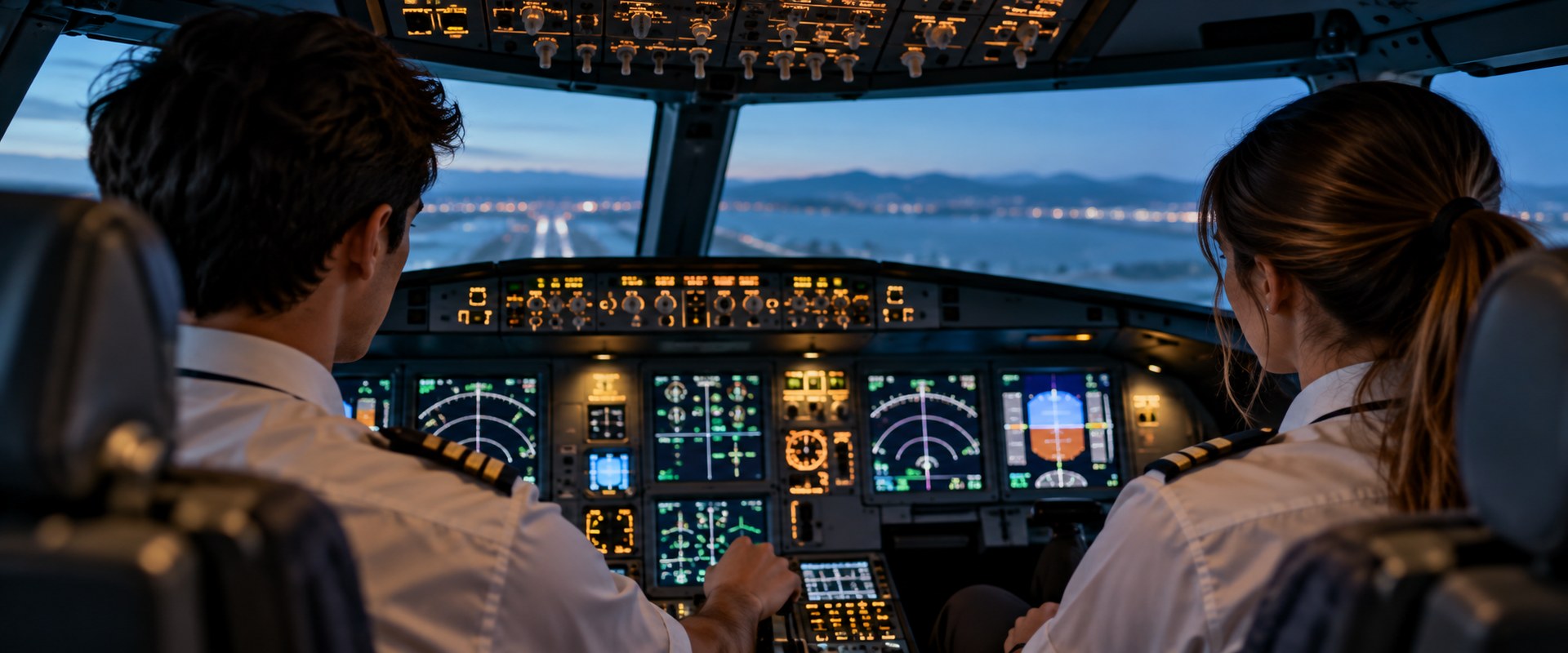 Flight deck during type rating scenario training